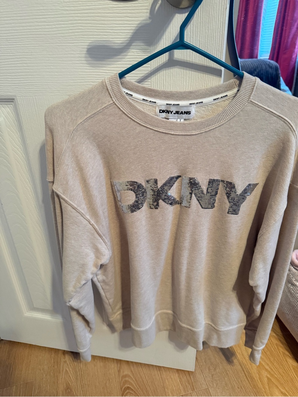 DKNY Beige Crewneck Sweatshirt with Logo